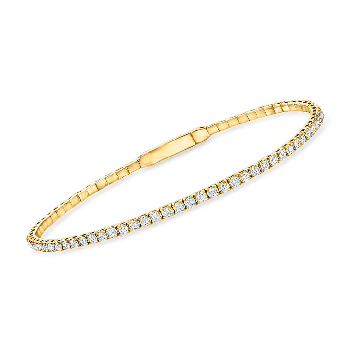 14K Natural Diamond Tennis Flex Bangle