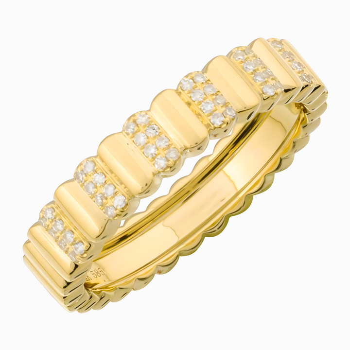 14K Natural Diamond Textured Eternity Band