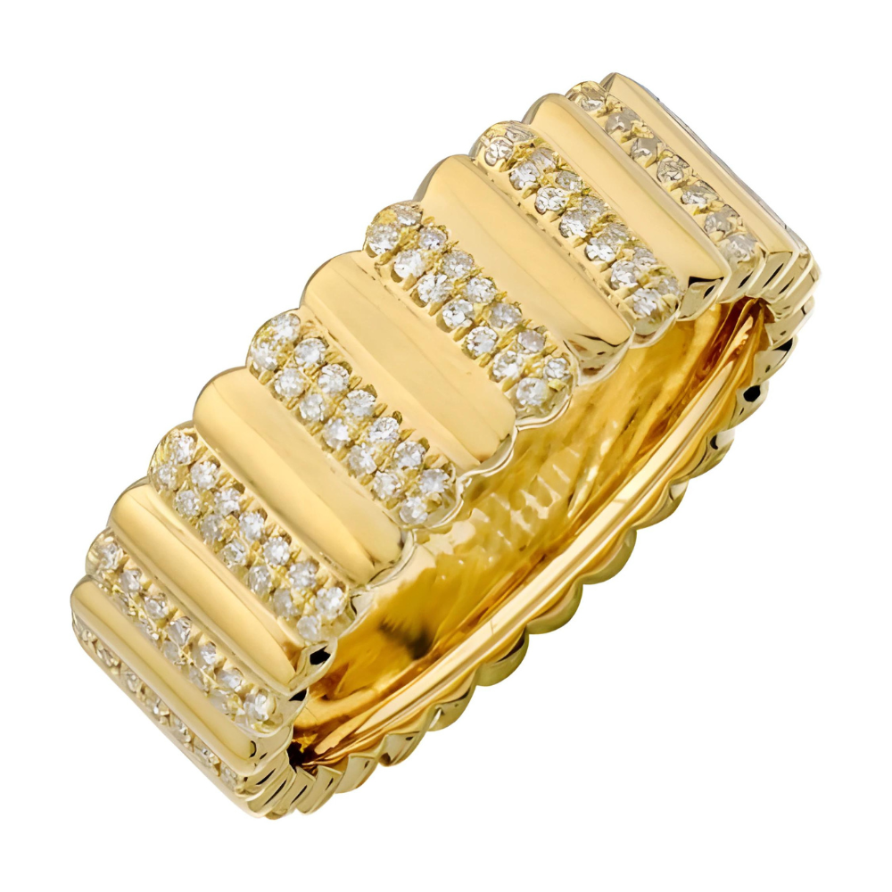 14K Natural Diamond Textured Eternity Band