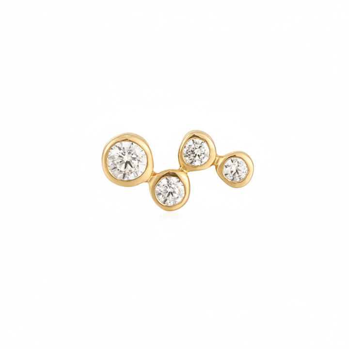 14K Natural Diamond Wave Back Stud