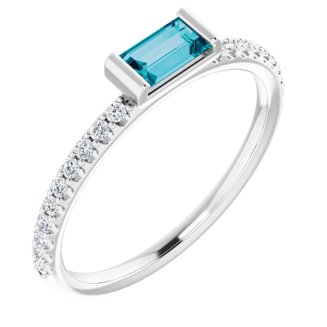 14K Natural Gemstone &amp; 1/6 CTW Natural Diamond Ring