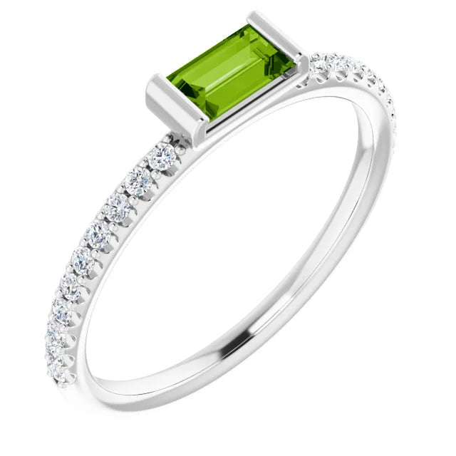 14K Natural Gemstone &amp; 1/6 CTW Natural Diamond Ring