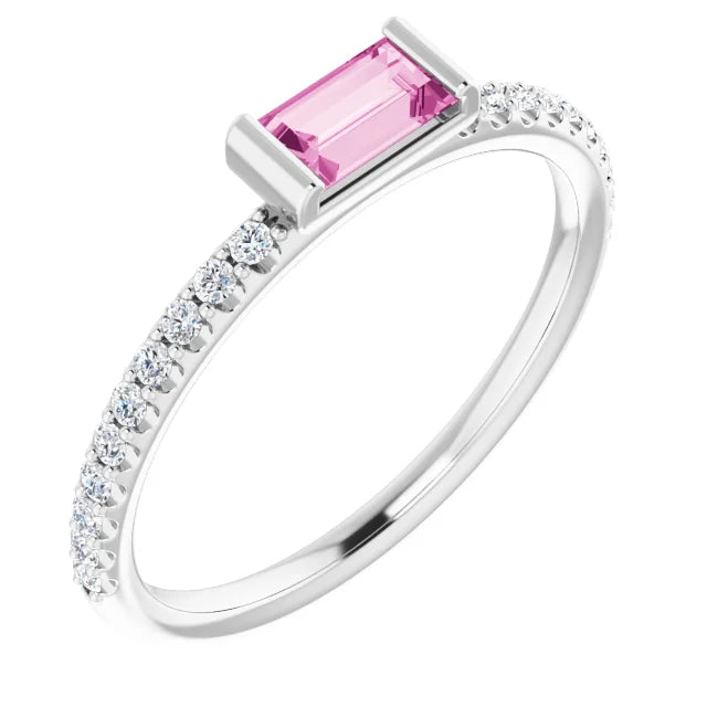 14K Natural Gemstone &amp; 1/6 CTW Natural Diamond Ring