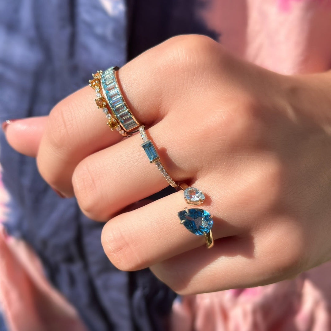 14K Natural Gemstone &amp; 1/6 CTW Natural Diamond Ring