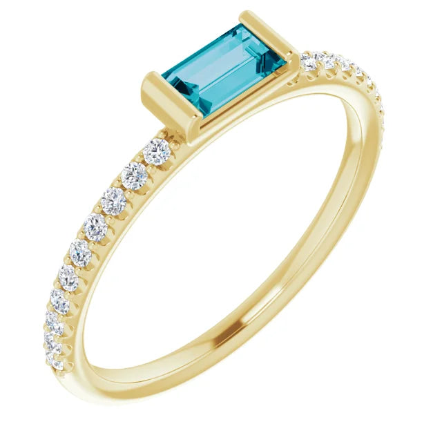14K Natural Gemstone &amp; 1/6 CTW Natural Diamond Ring