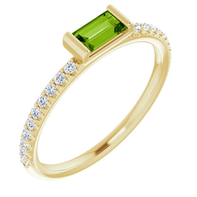 14K Natural Gemstone &amp; 1/6 CTW Natural Diamond Ring