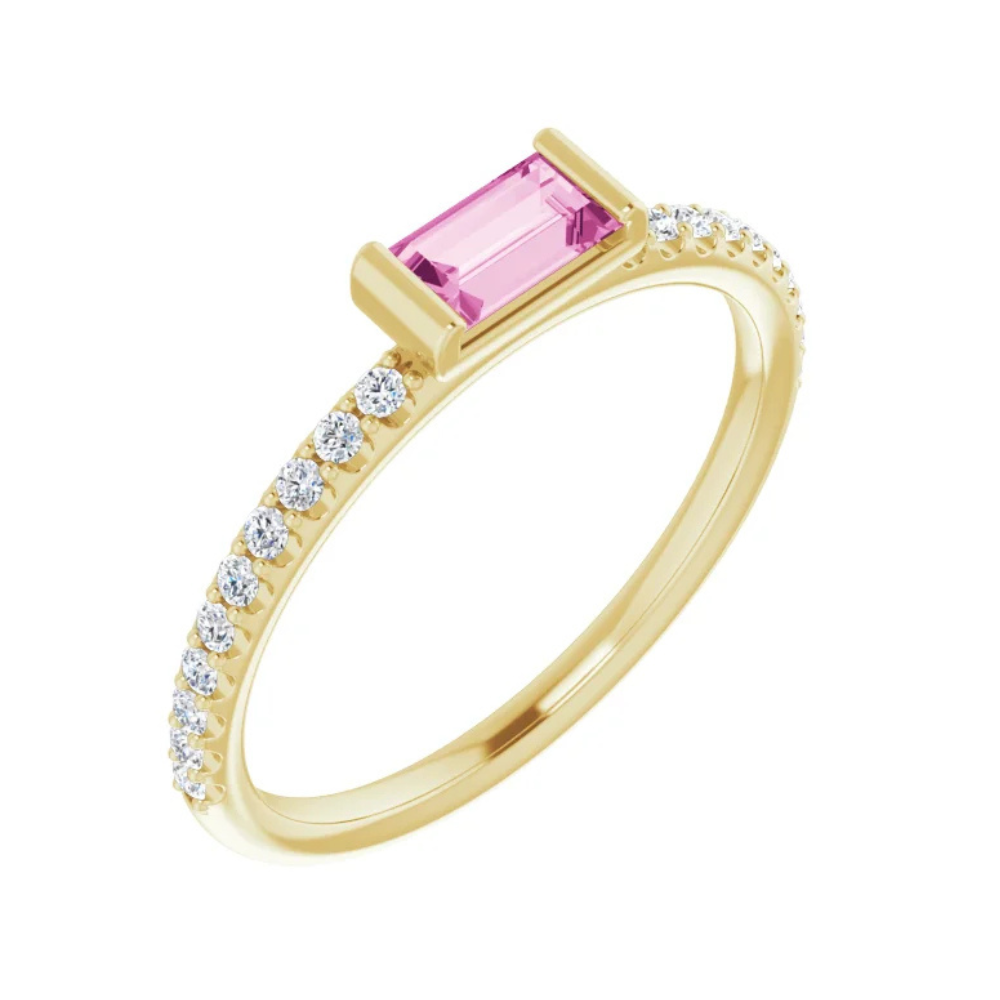 14K Natural Gemstone &amp; 1/6 CTW Natural Diamond Ring