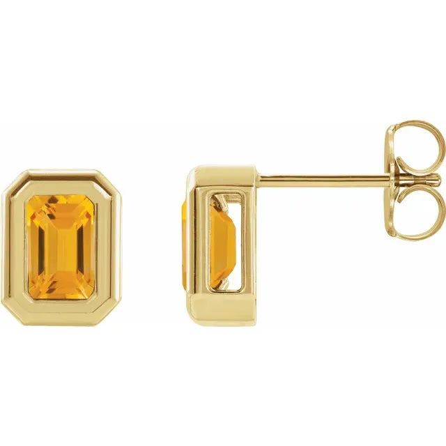 14K Natural Gemstone Bezel Studs-Embark Fine Jewelry