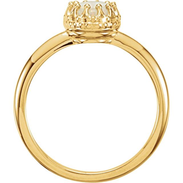 14K Natural White Opal Crown Ring