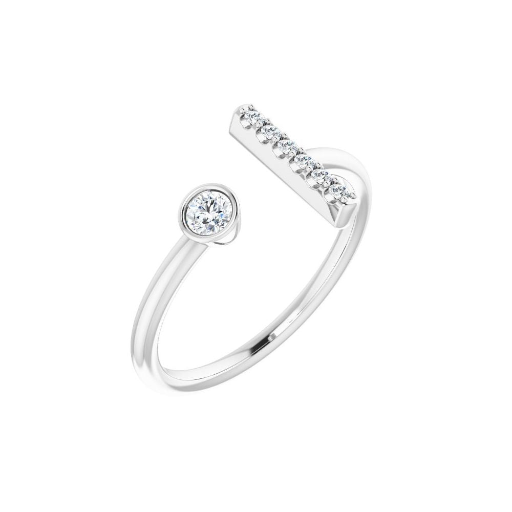 14K Negative Space Diamond Bar Ring