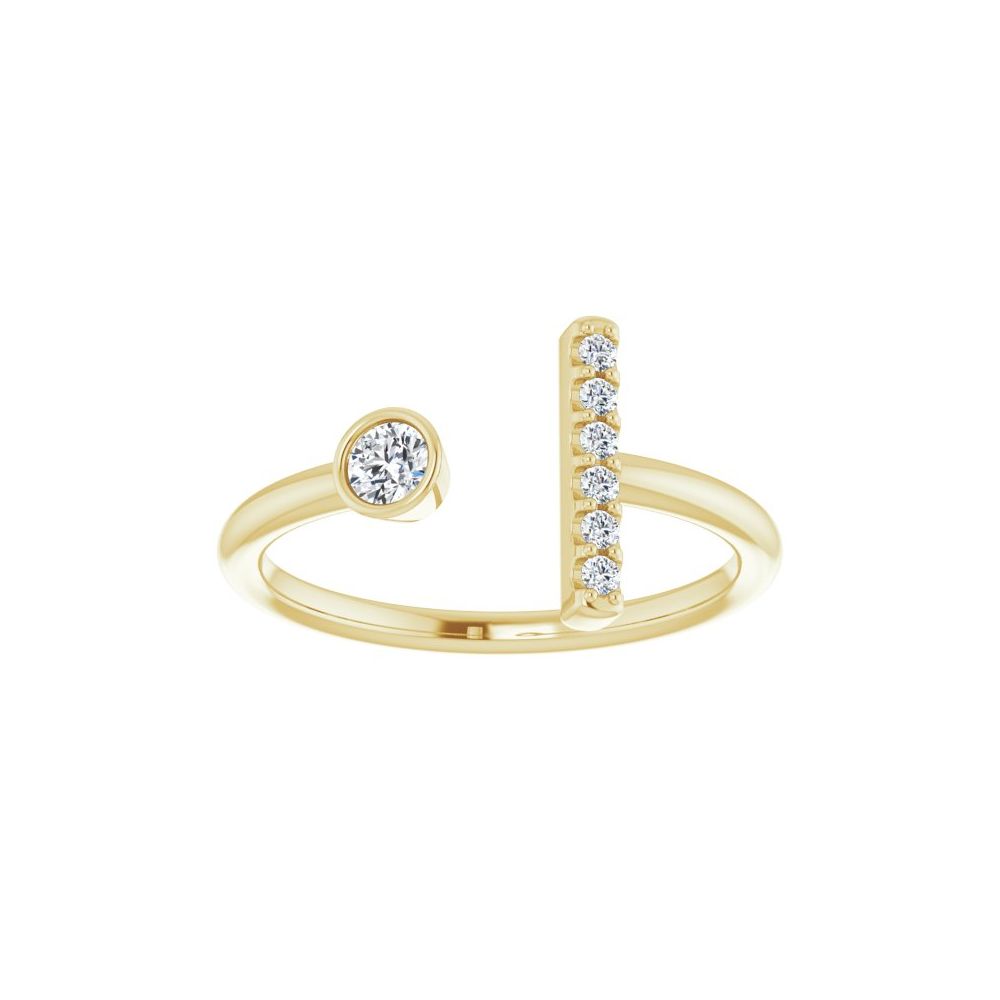 14K Negative Space Diamond Bar Ring