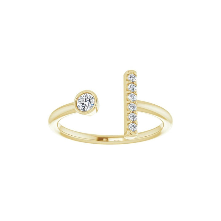 14K Negative Space Diamond Bar Ring