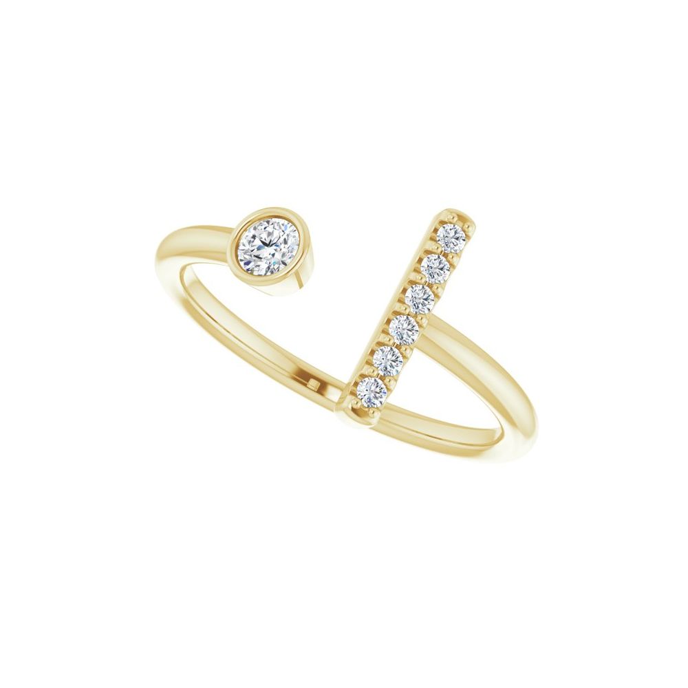 14K Negative Space Diamond Bar Ring