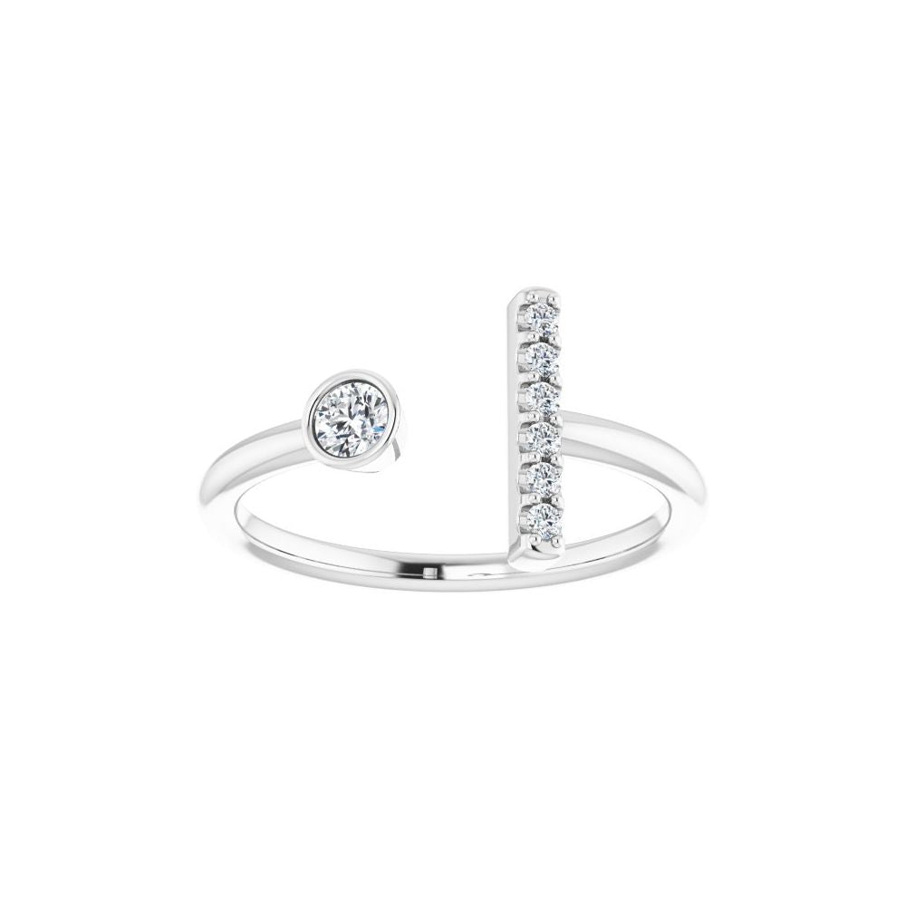 14K Negative Space Diamond Bar Ring