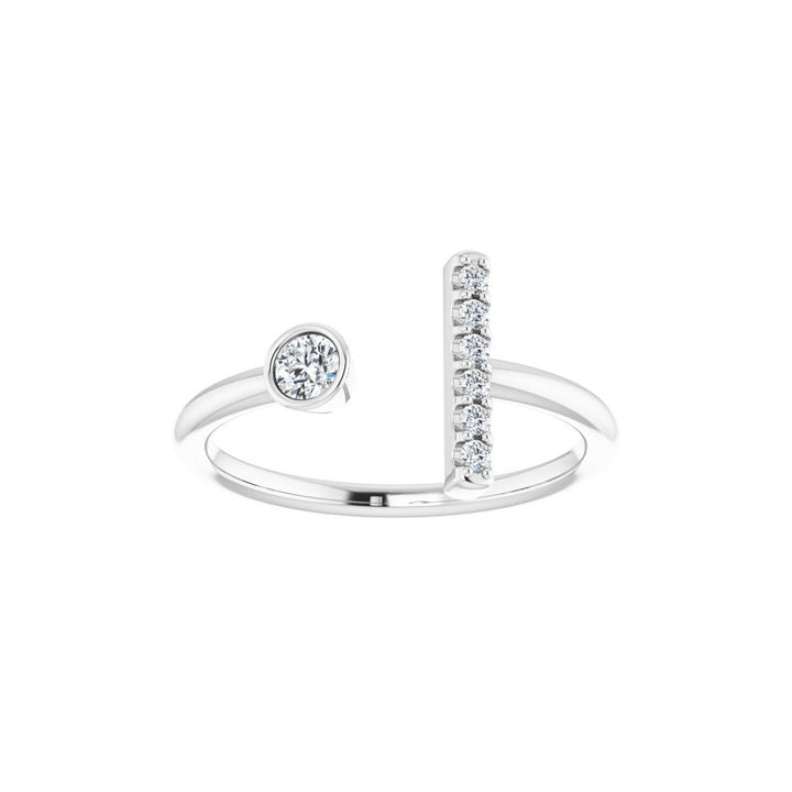 14K Negative Space Diamond Bar Ring