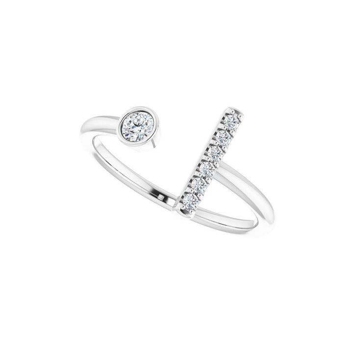 14K Negative Space Diamond Bar Ring