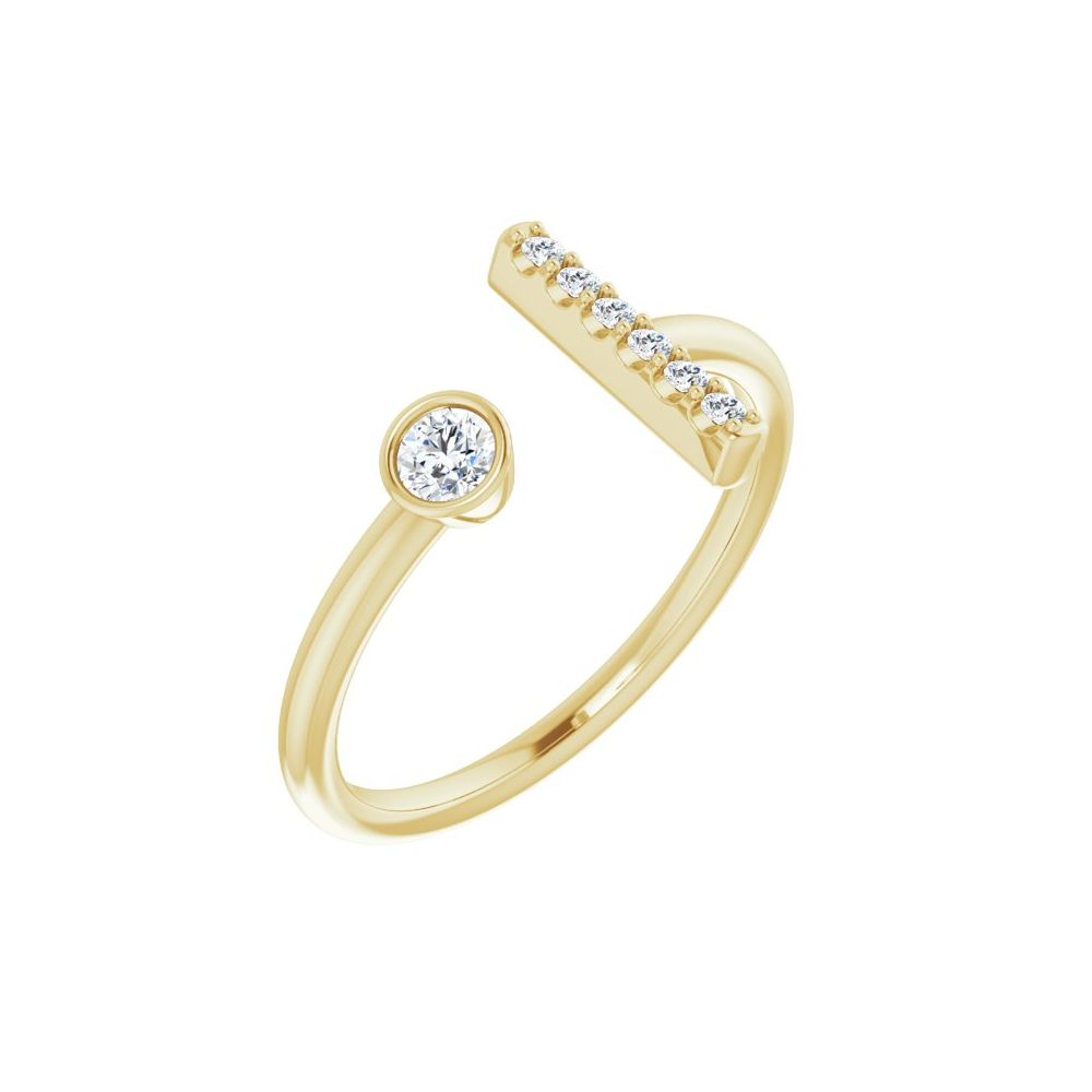 14K Negative Space Diamond Bar Ring