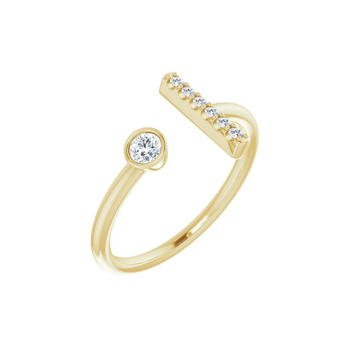 14K Negative Space Diamond Bar Ring