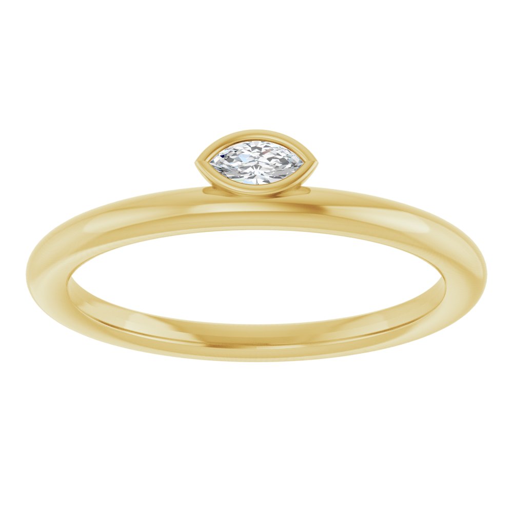 14K Offset Marquise Bezel Solitaire Ring