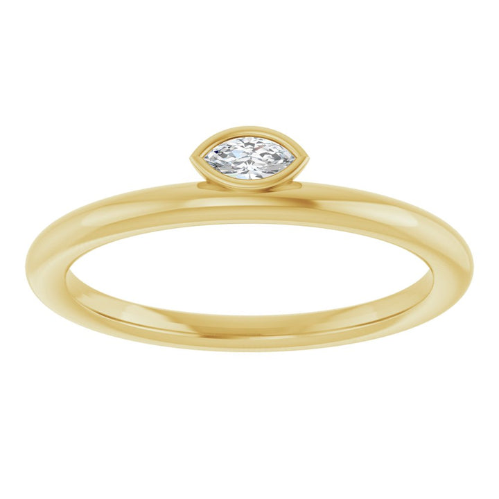 14K Offset Marquise Bezel Solitaire Ring