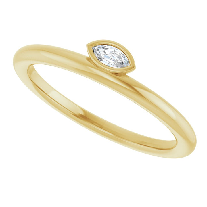 14K Offset Marquise Bezel Solitaire Ring