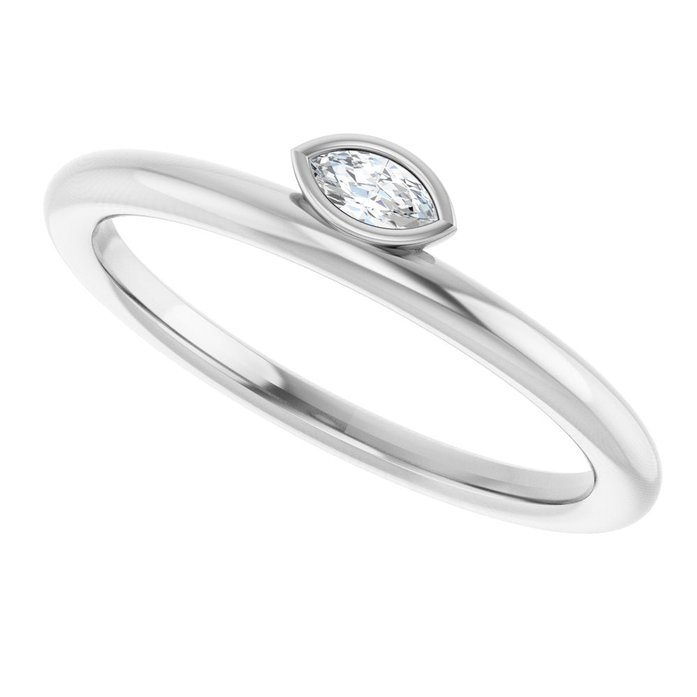 14K Offset Marquise Bezel Solitaire Ring
