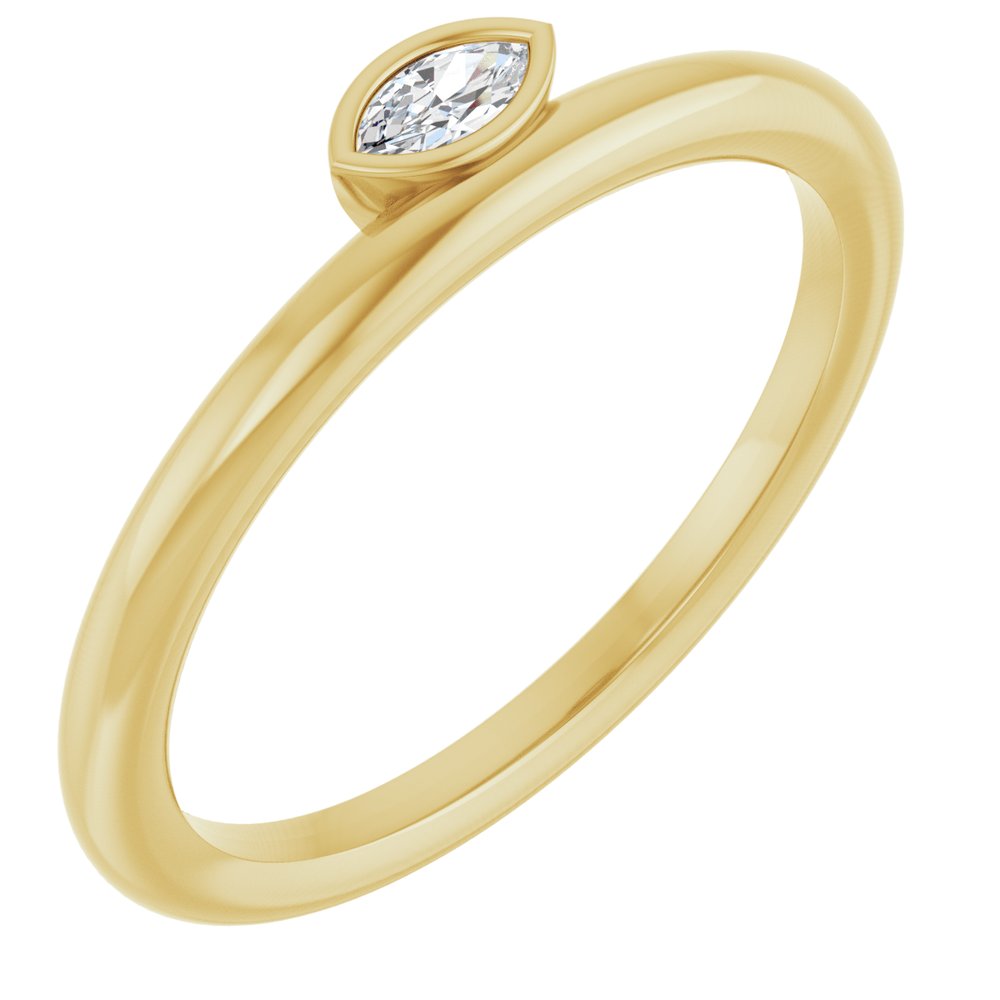14K Offset Marquise Bezel Solitaire Ring