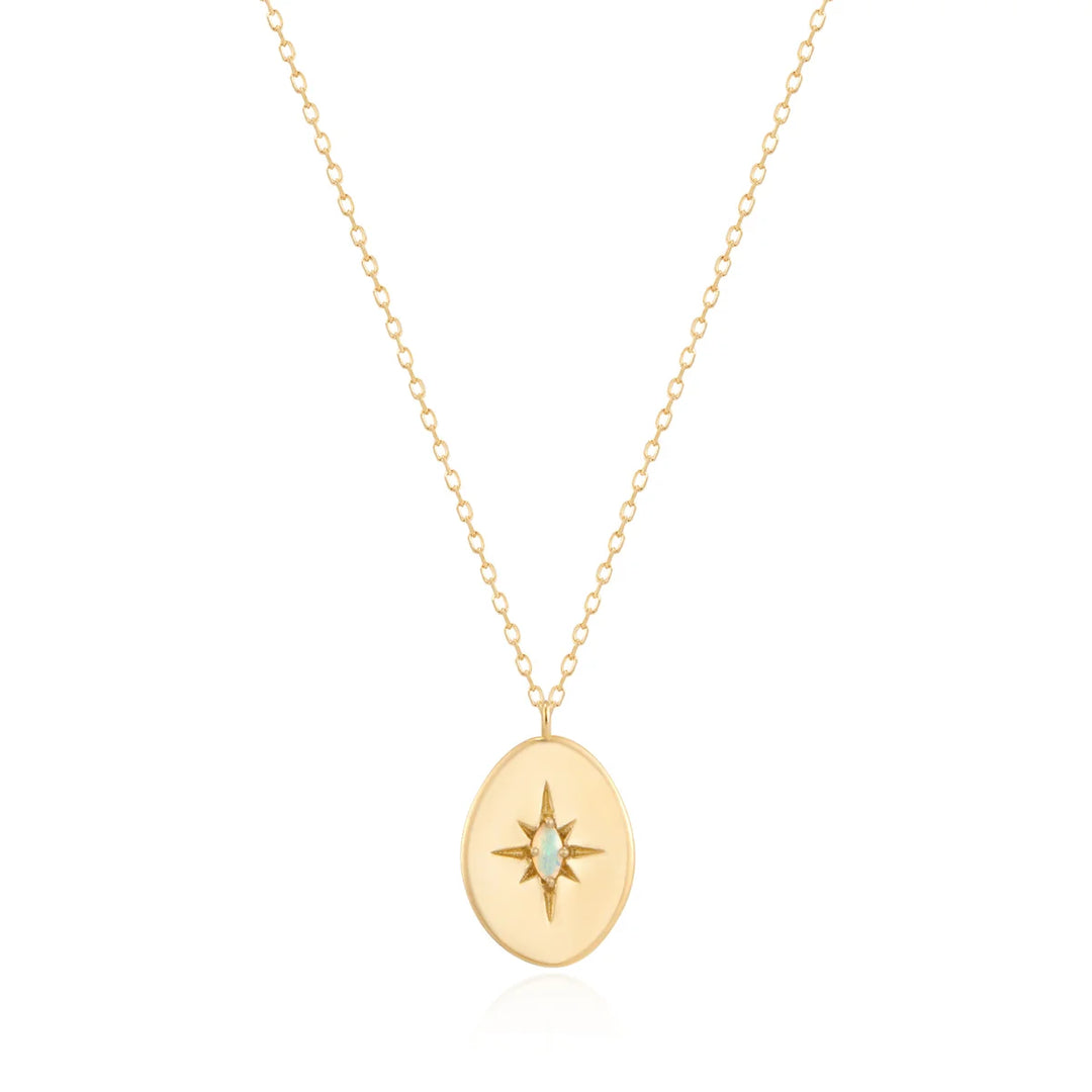 14K Opal Disc Necklace