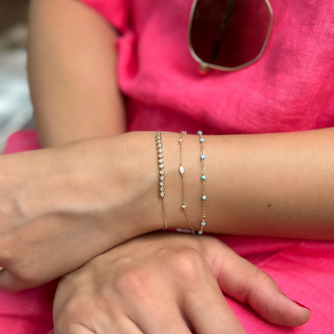 14K Opal &amp; Lab Grown Diamond Bracelet