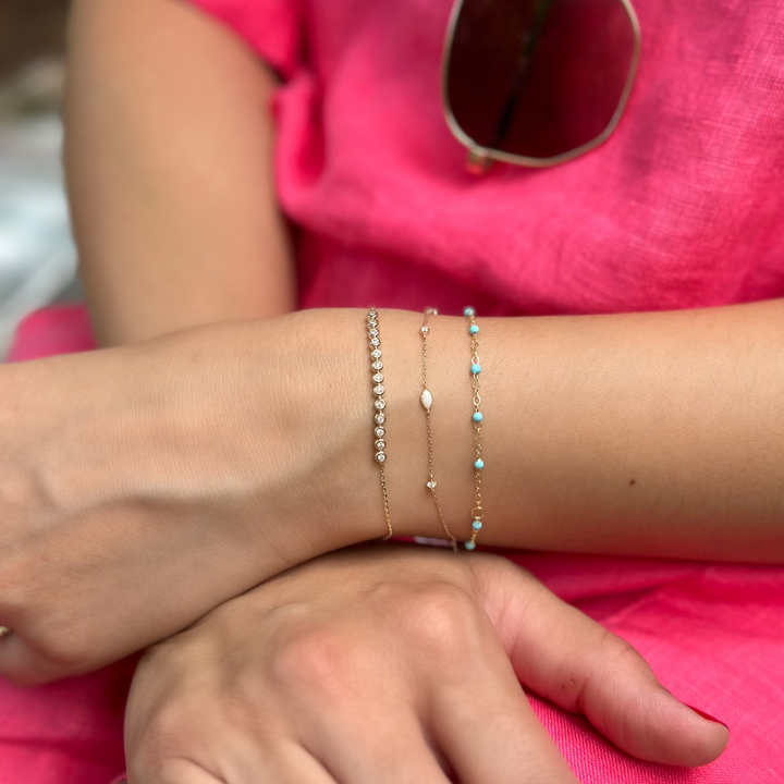 14K Opal &amp; Lab Grown Diamond Bracelet