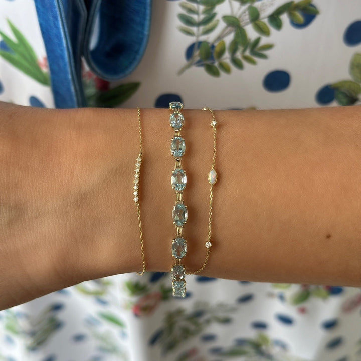 14K Opal &amp; Lab Grown Diamond Bracelet
