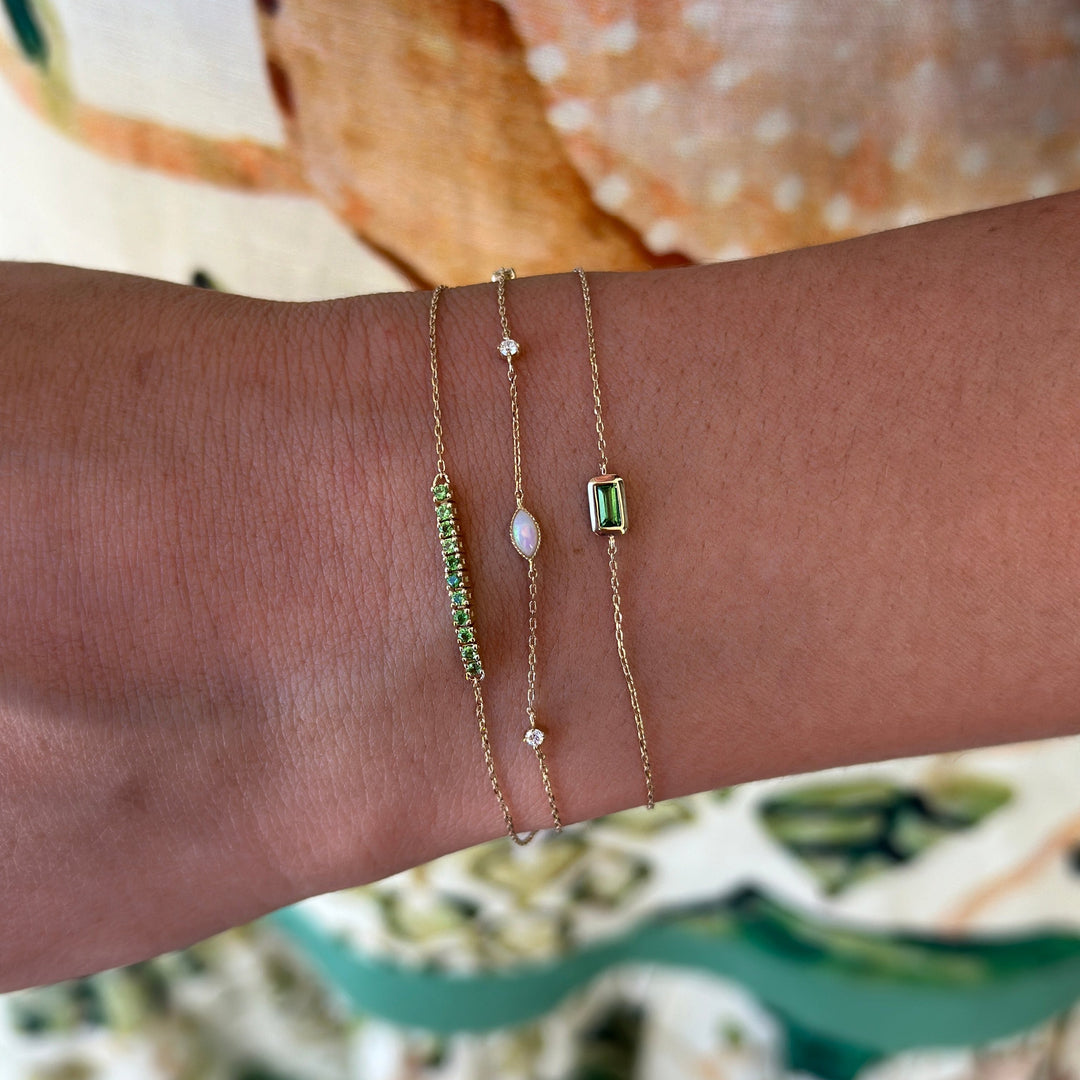 14K Opal &amp; Lab Grown Diamond Bracelet