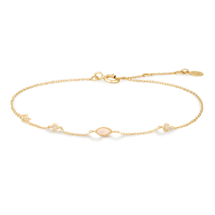 14K Opal &amp; Lab Grown Diamond Bracelet