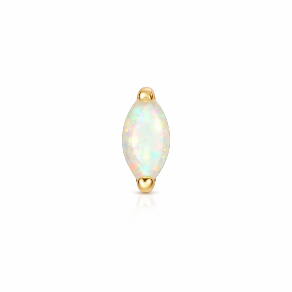 14K Opal Marquise Flat Back Stud