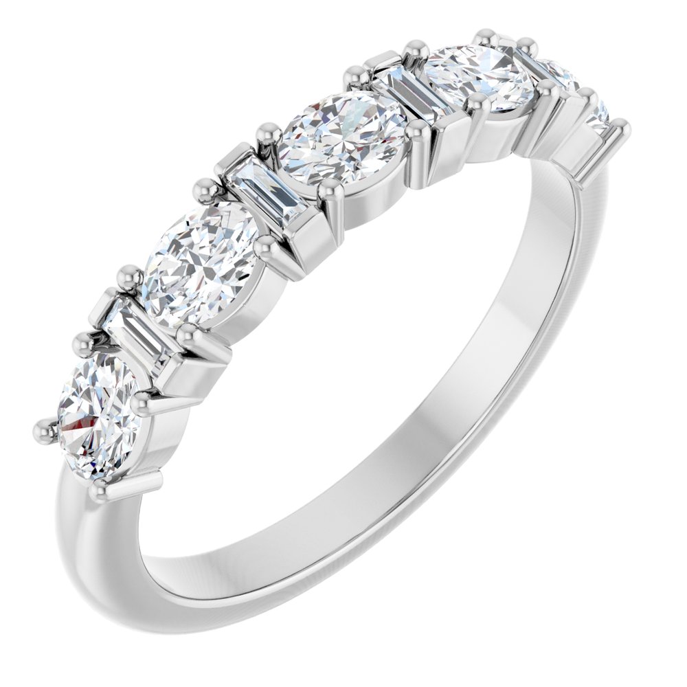 14K Oval &amp; Baguette Diamond Anniversary Band