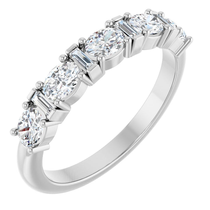 14K Oval &amp; Baguette Diamond Anniversary Band