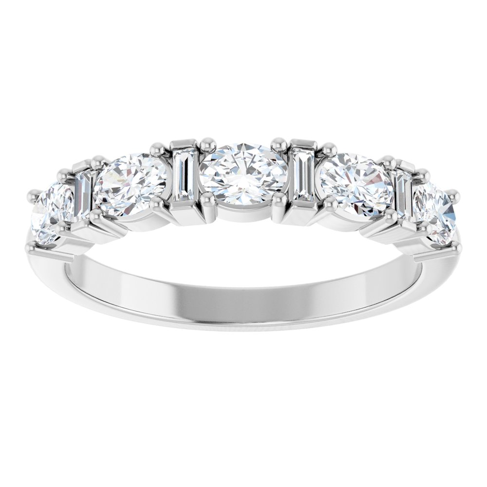 14K Oval &amp; Baguette Diamond Anniversary Band