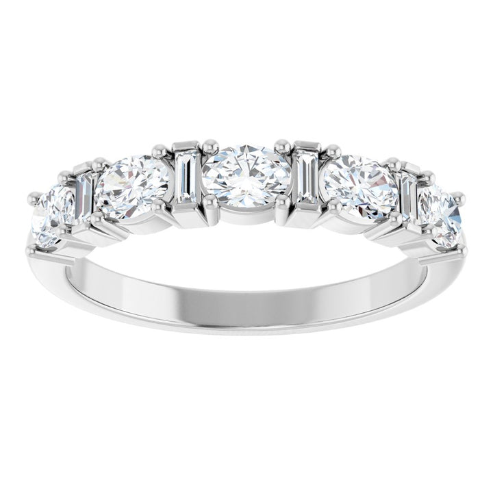 14K Oval &amp; Baguette Diamond Anniversary Band