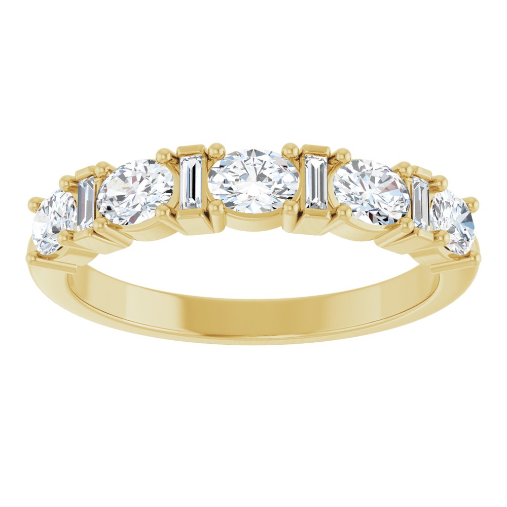 14K Oval &amp; Baguette Diamond Anniversary Band