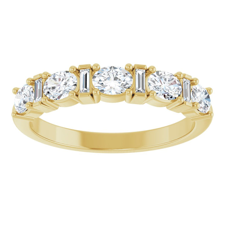14K Oval &amp; Baguette Diamond Anniversary Band