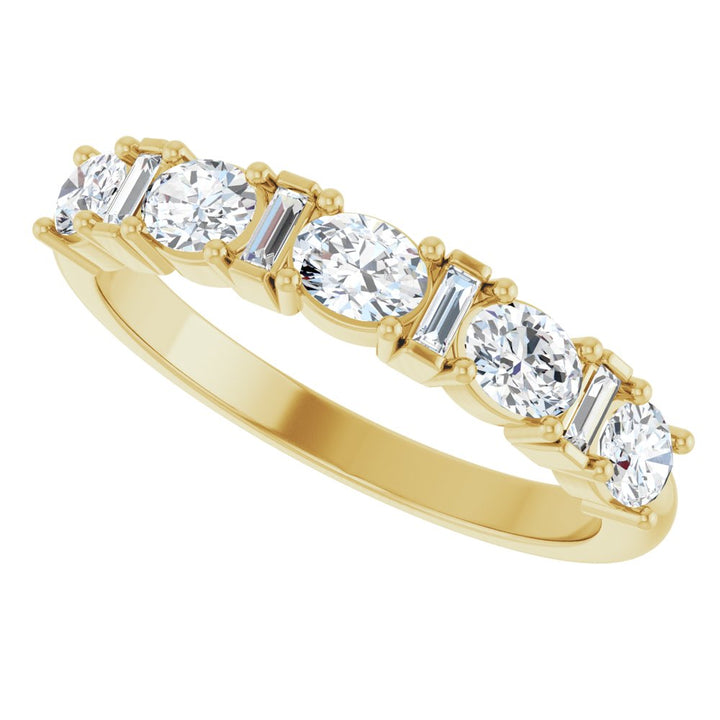 14K Oval &amp; Baguette Diamond Anniversary Band