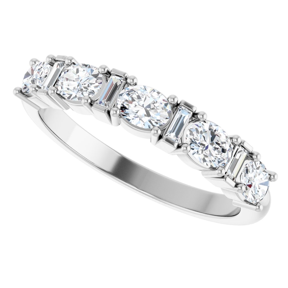 14K Oval &amp; Baguette Diamond Anniversary Band