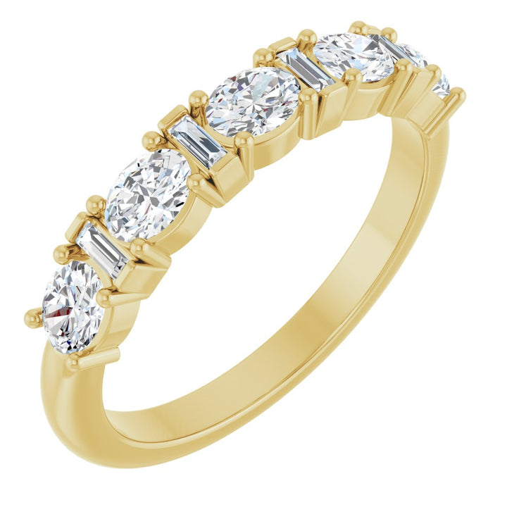 14K Oval &amp; Baguette Diamond Anniversary Band