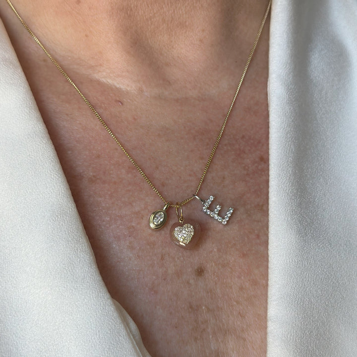 14K Oval Bezel Charm Pendant