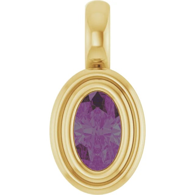 14K Oval Bezel Charm Pendant