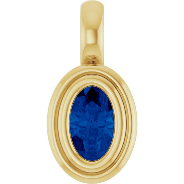 14K Oval Bezel Charm Pendant
