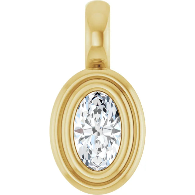 14K Oval Bezel Charm Pendant