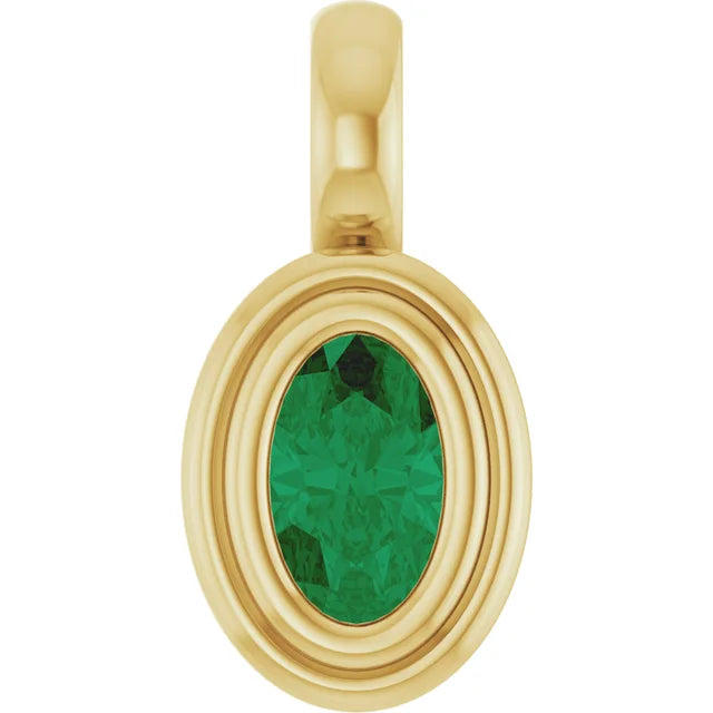 14K Oval Bezel Charm Pendant