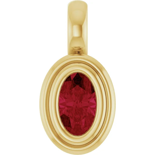 14K Oval Bezel Charm Pendant