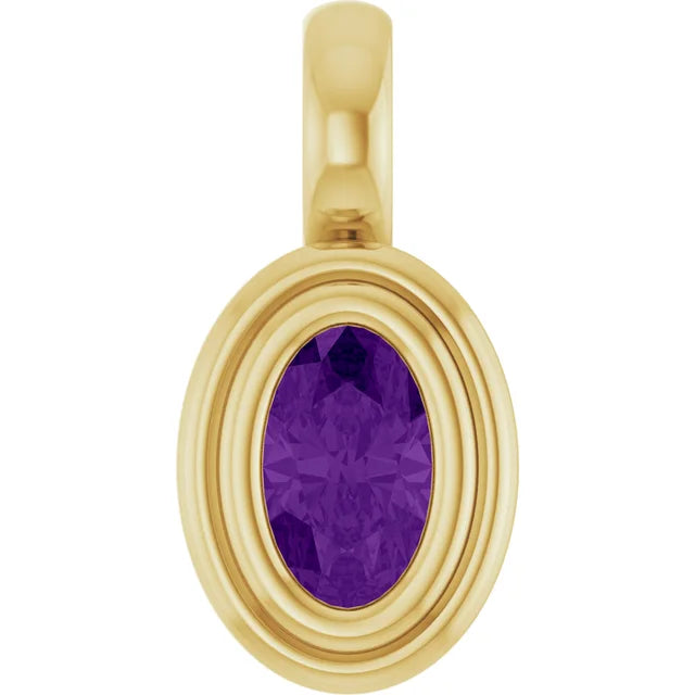 14K Oval Bezel Charm Pendant
